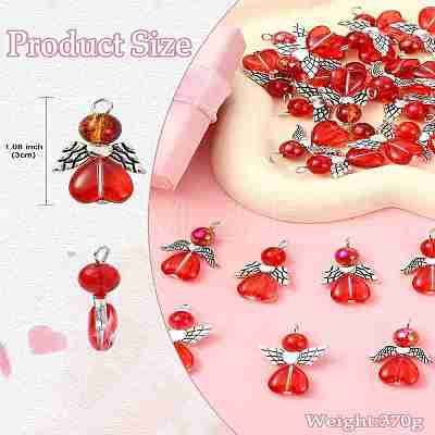 90Ppcs 3 Styles Valentine's Day Glass Pendants PALLOY-CJ00117-1