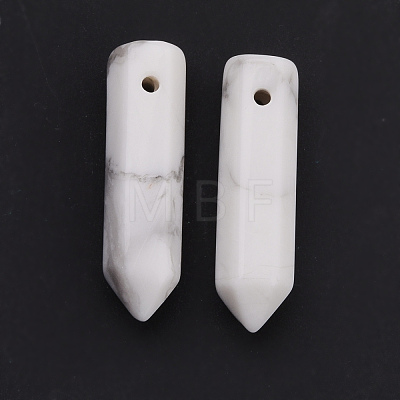 Natural Howlite Pointed Pendants G-D460-01G-1