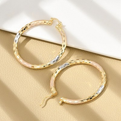 Brass Two Tone Hoop Earrings EJEW-B117-06E-M-1