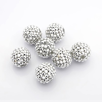 Chunky Resin Rhinestone Bubblegum Ball Beads X-CLAY-G007-3-1