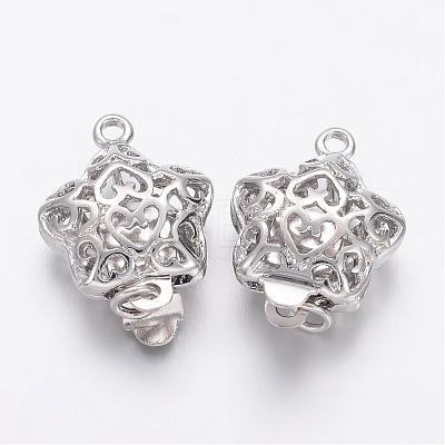 Filigree Star Brass Box Clasps KK-F0182-P-NF-1