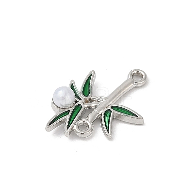 Alloy Green Enamel Bamboo Shaped Connector Charms PALLOY-R151-74P-1