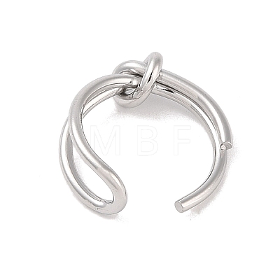 Non-Tarnish Simple Knotted 304 Stainless Steel Open Cuff Ring for Women Men RJEW-Z038-04P-1