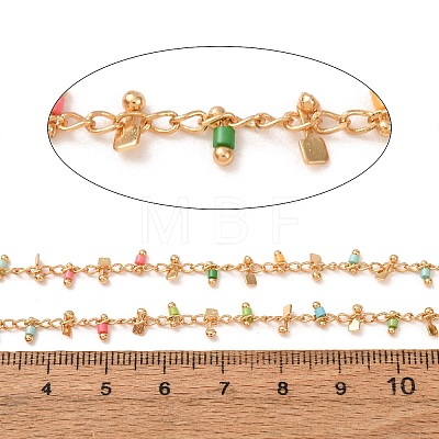 Brass & Glass Seed Beaded Chain KK-CBA3B44-02G-1