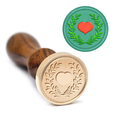 Brass Wax Seal Stamp with Handle AJEW-WH0184-0993-1