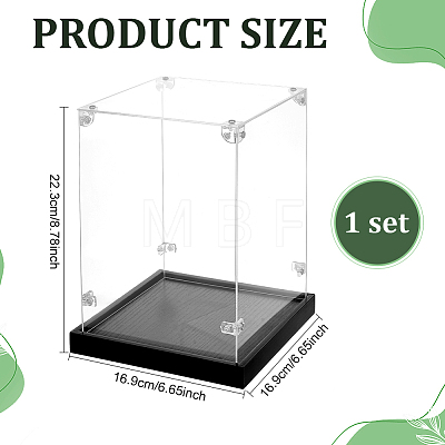 Acrylic Minifigure Display Cases with Black Base ODIS-WH0030-314B-1