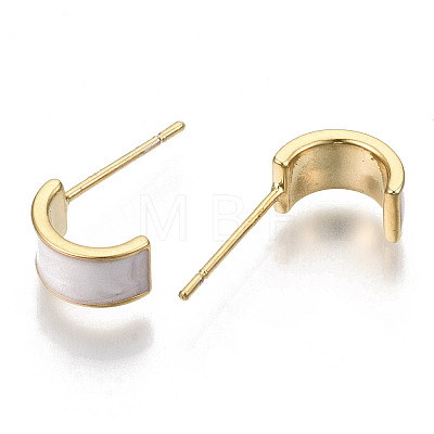 Brass Enamel Half Hoop Earrings KK-N232-97A-NF-1