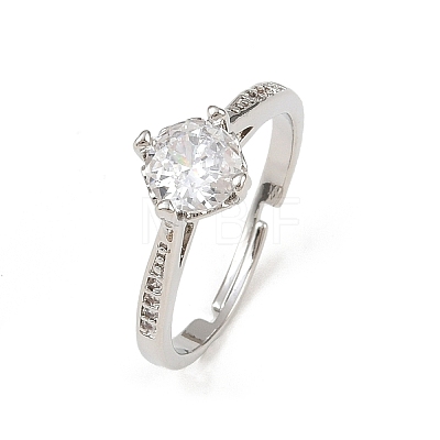 Brass Micro Pave Cubic Zirconia Finger Rings for Women RJEW-B153-01P-1