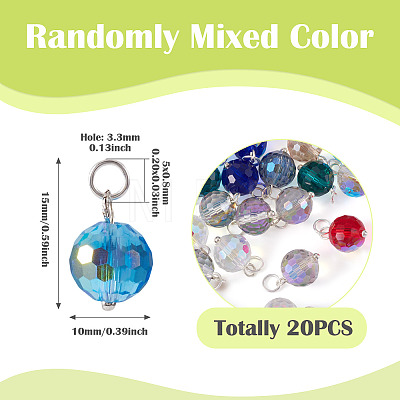 20Pcs AB Color Plated Transparent Glass Pendants PALLOY-TADJ00020-1