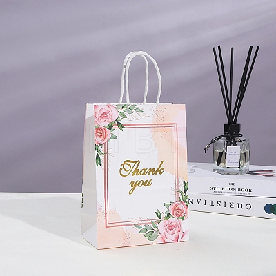 Thank You Flower Printed Paper Gift Tote Bags with Handles PW-WG6D45A-06-1