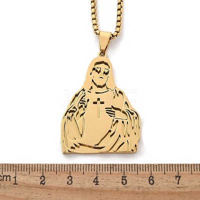 304 Stainless Steel Religion Pendant Necklaces NJEW-Z058-05G-1