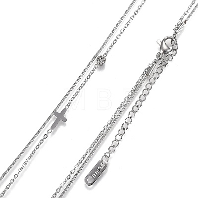304 Stainless Steel Double Layer Necklaces NJEW-H207-02-1