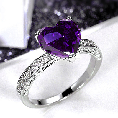 Brass Micro Pave Cubic Zirconia Finger Rings for Women FS-WGC99AF-27-1