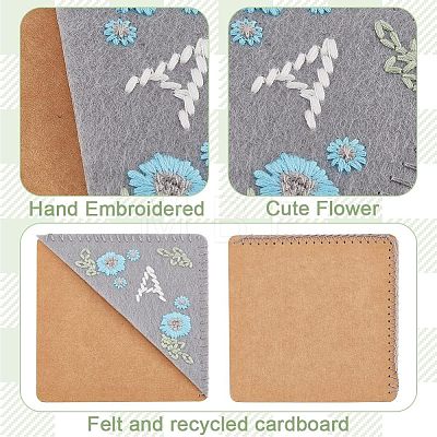 Olycraft 4Pcs 4 Style Felt & Kraft Paper Embroidery Corner Bookmarks FIND-OC0002-34-1