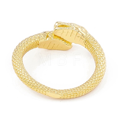 Rack Plating Brass Double Snake Open Cuff Ring for Women RJEW-I083-19G-1