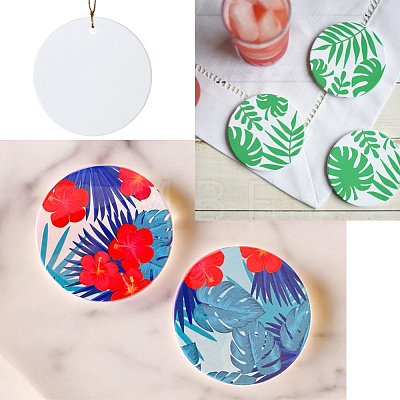 12Pcs Porcelain Heat Transfer Sublimation Blank Pendant Decorations AJEW-SP0002-19C-1