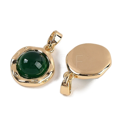 Natural Green Onyx Agate(Dyed & Heated) Pendants KK-P283-53G-02-1