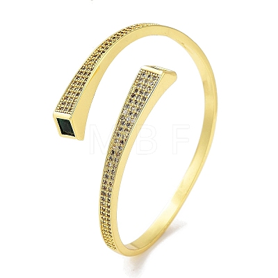 Brass Micro Pave Clear Cubic Zirconia Cuff Bangles BJEW-Z061-20G-1