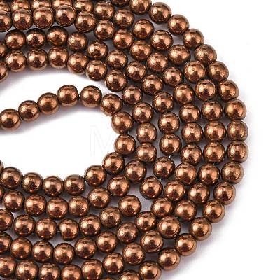 Non-magnetic Synthetic Hematite Beads Strands G-S096-4mm-4-1