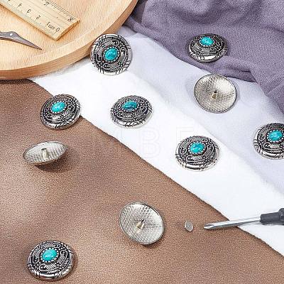 Gorgecraft 1-Hole Alloy & Cat eye Turquoise Buttons FIND-GF0004-53A-1