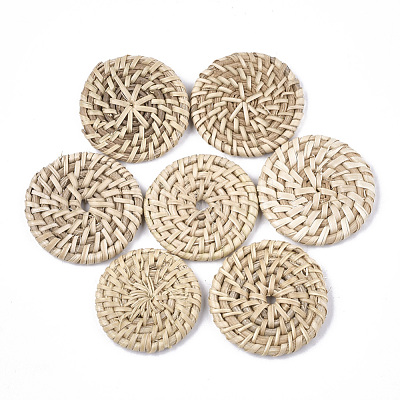 Handmade Reed Cane/Rattan Woven Beads WOVE-T006-029A-1