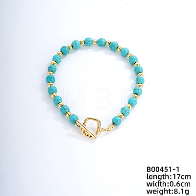 Fashionable Korean Style Brass Synthetic Turquoise Bracelets LH9898-1-1