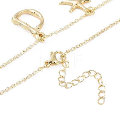 Bohemian Summer Beach Style 18K Gold Plated Shell Shape Initial Pendant Necklaces IL8059-4-1