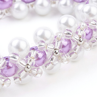 (Jewelry Parties Factory Sale)Pearlized Glass Round Beads Bracelets BJEW-JB03306-02-1