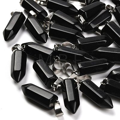 Natural Obsidian Pendants G-Z067-07P-10-1