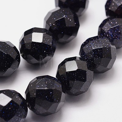 Synthetic Blue Goldstone Beads Strands G-N0178-05-16mm-1