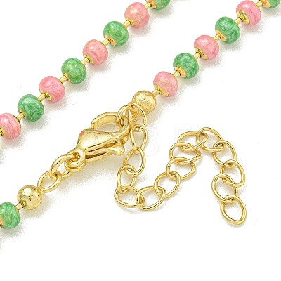 Brass Enamel Link Chain Necklaces NJEW-H039-01G-03-1