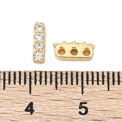 Brass Micro Pave Clear Cubic Zirconia Spacer Bars KK-P302-20G-1