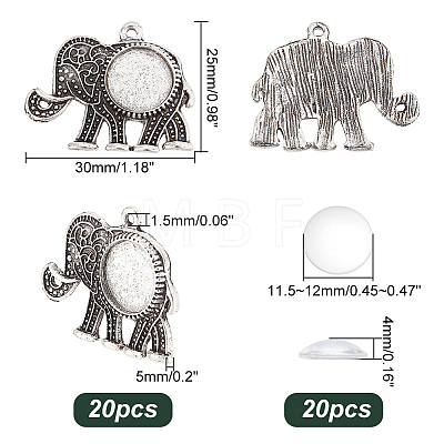   DIY Blank Dome Elephant Pendant Making Kit DIY-PH0013-41-1