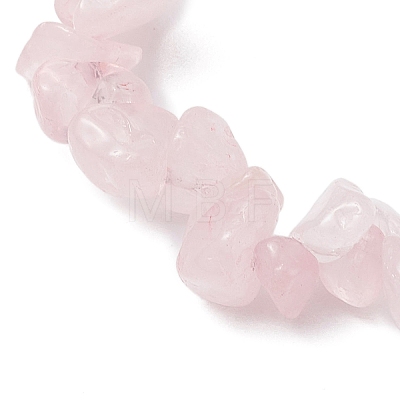 Natural Rose Quartz Chip Beaded Stretch Bracelets BJEW-JB11133-05-1