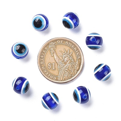 Round Evil Eye Resin Beads RESI-R159-10mm-08-1