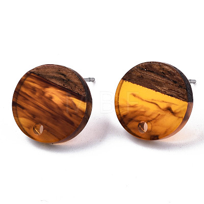 Resin & Walnut Wood Stud Earring Findings MAK-N032-007A-G01-1
