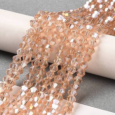 Transparent Electroplate Glass Beads Strands GLAA-F029-4mm-A12-1