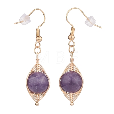 Natural Amethyst Braided Dangle Earring EJEW-JE04845-01-1