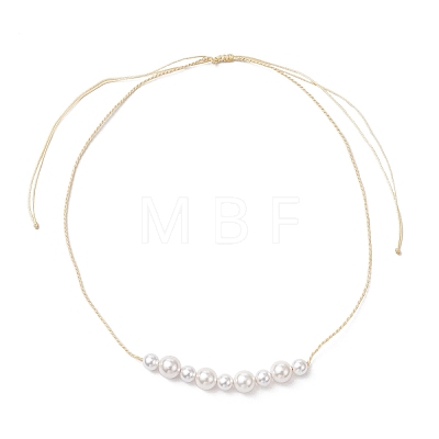 Round Shell Pearl Beaded Necklace & Bracelet & Dangle Earring Sets SJEW-JS01337-1