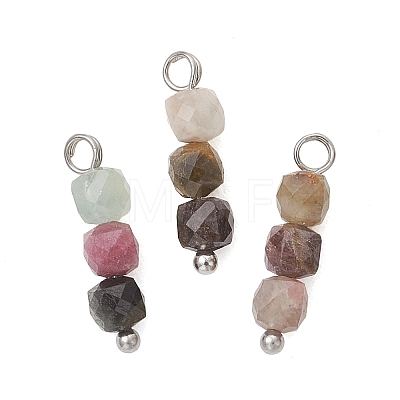 Natural Multicolor Tourmaline  Pendants PALLOY-JF05187-1
