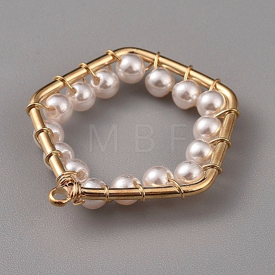 ABS Plastic Imitation Pearl Pendants KK-X0093-03G-1