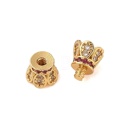 Rack Plating Brass Micro Pave Clear Cubic Zirconia Screw Clasps KK-S384-24G-01-1