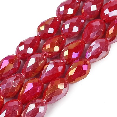 Opaque Solid Color Electroplate Glass Beads Strands EGLA-N013-P6mm-B07-1