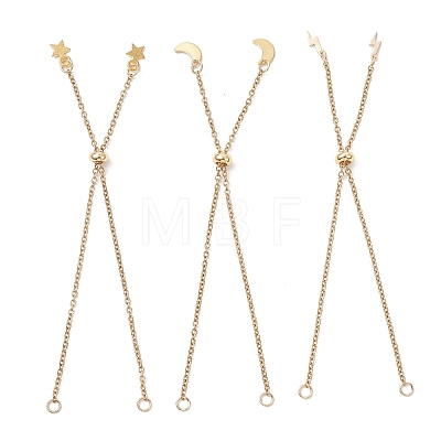 3Pcs 3 Styles 2.5MM Brass Cable Chain Slider Bracelet Makings AJEW-JB01520-1