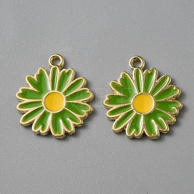 Light Gold Plated Alloy Enamel Pendants ENAM-WH0001-36LG-05-1