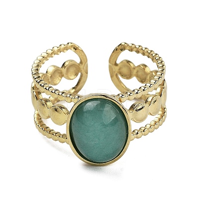 Oval Natural Amazonite Finger Rings RJEW-N046-06E-G-1