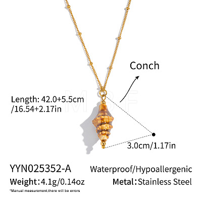Conch Shell Shape Pendant 304 Stainless Steel Satellite Chain Necklaces for Women LD6500-1-1