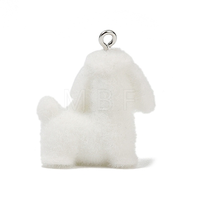 Animal Theme Flocky Opaque Resin Pendants RESI-H042-01P-17-1