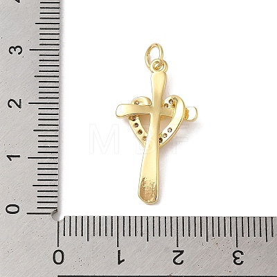 Rack Plating Brass & Clear Cubic Zirconia Pendants KK-L216-055G-1