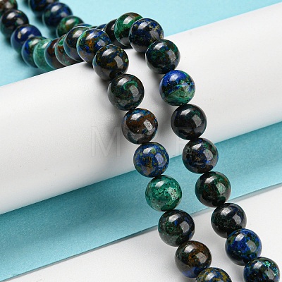 Natural Azurite Beads Strands G-P503-8MM-09-1